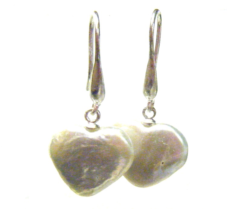 White Heart Pearl Earrings